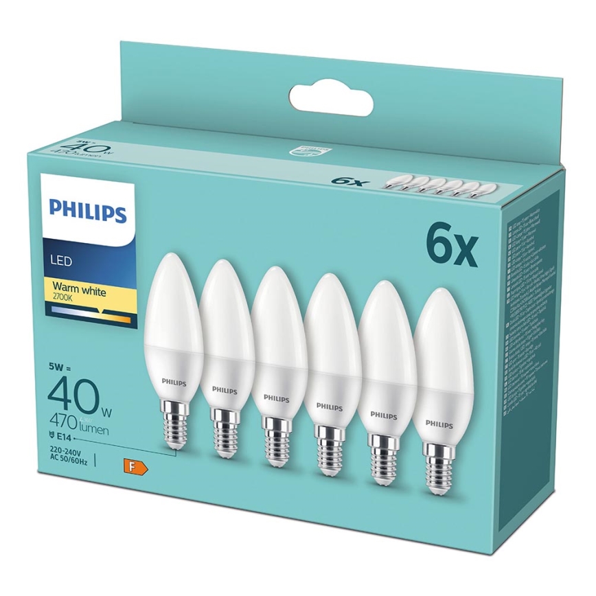 SETTI 6xLED-polttimo Philips B35 E14 / 5W / 230V 2700K