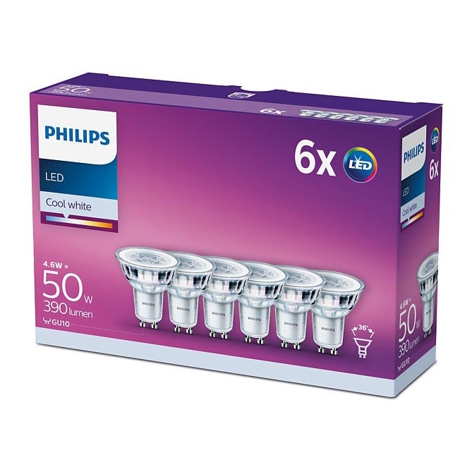 SETTI 6xLED-polttimo Philips GU10 / 4.6W / 230V 4000K