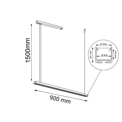 Shilo - LED Kattokruunu johdossa LED/32W/230V 3000K CRI 90 musta