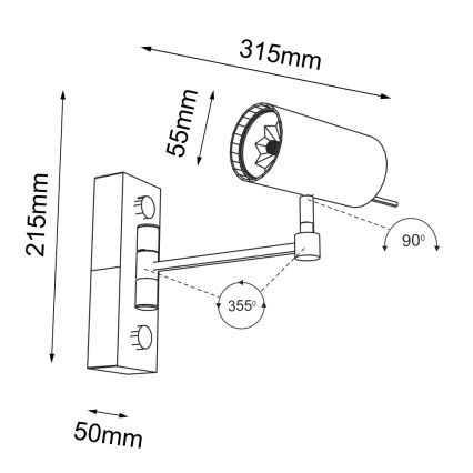 Shilo - Seinälamppu 1xGU10/15W/230V musta