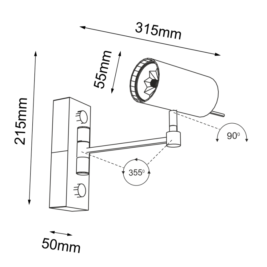 Shilo - Seinälamppu 1xGU10/15W/230V musta