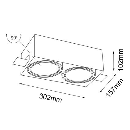 Shilo - Upotettava valo 2xGU10/15W/230V valkoinen