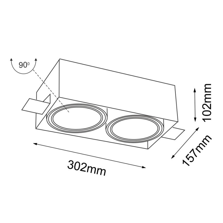 Shilo - Upotettava valo 2xGU10/15W/230V valkoinen