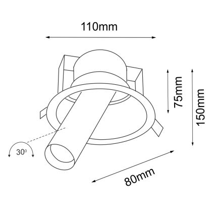 Shilo - Upotettu kohdevalo 1xGU10/MR11/15W/230V halkaisija 11 cm musta
