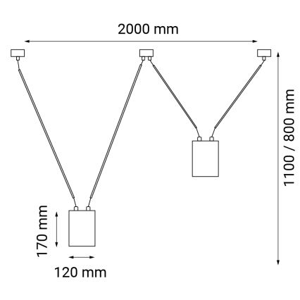 Shilo - Kattokruunu johdossa 2xGU10/15W/230V hämähäkki musta