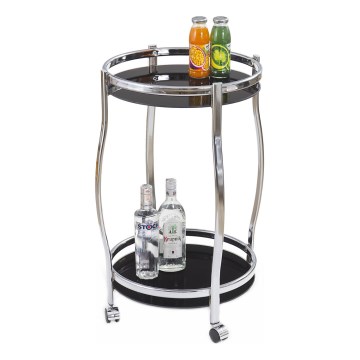Siirrettävä baaripöytä BAR 71x42 cm kiiltävä kromi/musta