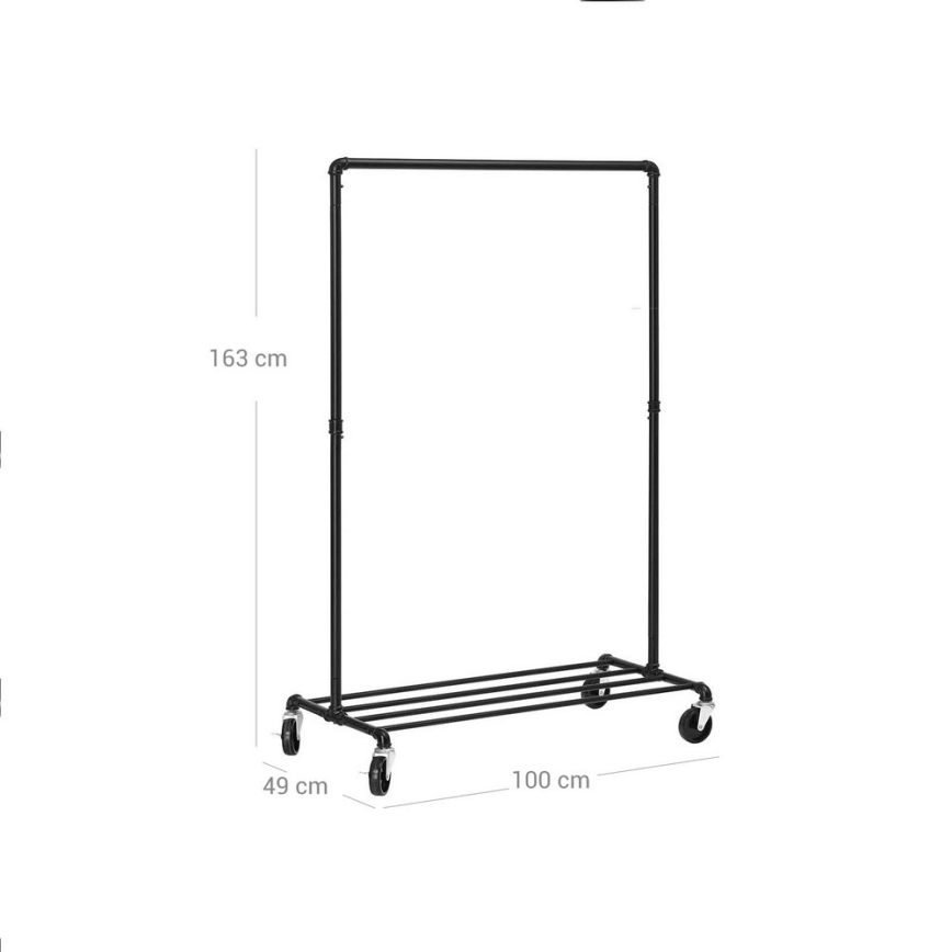 Siirrettävä vaatenaulakko LINEA, musta