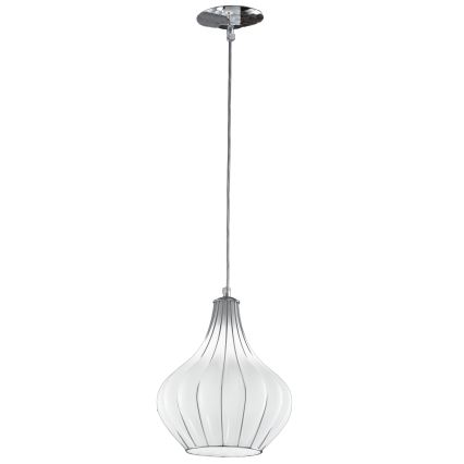 SIRU - Kattokruunu johdossa AURIGA 1xE14/40W/230V halkaisija 26 cm mattakromi/valkoinen Venetsialaista lasia