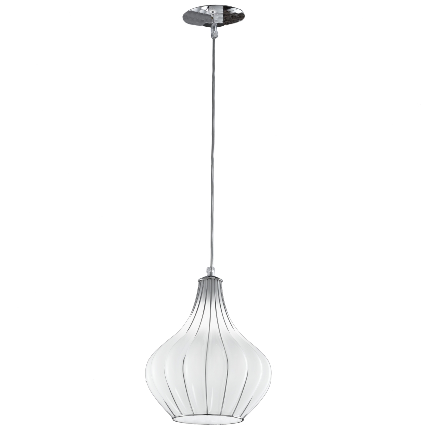 SIRU - Kattokruunu johdossa AURIGA 1xE14/40W/230V halkaisija 26 cm mattakromi/valkoinen Venetsialaista lasia