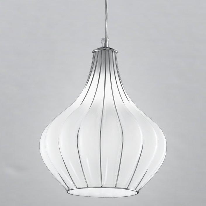 SIRU - Kattokruunu johdossa AURIGA 1xE14/40W/230V halkaisija 26 cm mattakromi/valkoinen Venetsialaista lasia