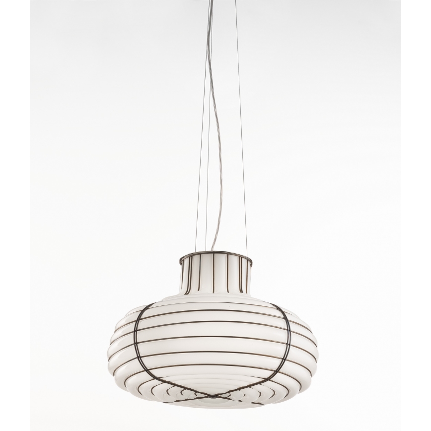 SIRU - Kattokruunu johdossa CHAPEAU 2xE14/40W/230V mattakromi/valkoinen Venetsialaista lasia