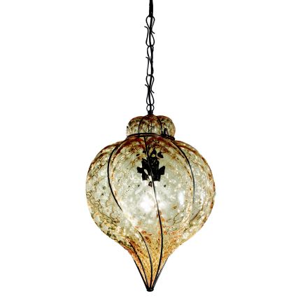 SIRU - Kattokruunu ketjussa GOCCIA 1xE27/60W/230V halkaisija 25 cm beige/ruskea Venetsialaista lasia