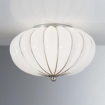 SIRU - Kattovalo GIOVE 2xE14/40W/230V halkaisija 29 cm mattakromi/valkoinen Venetsialaista lasia