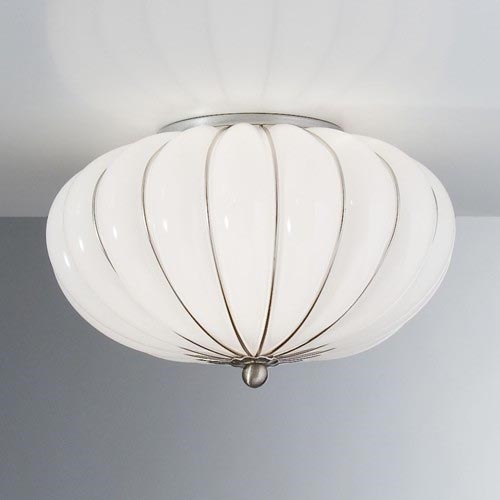SIRU - Kattovalo GIOVE 2xE14/40W/230V halkaisija 29 cm mattakromi/valkoinen Venetsialaista lasia