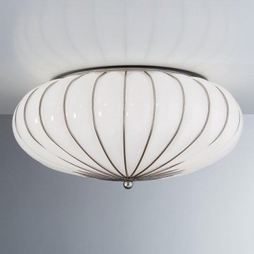 SIRU - Kattovalo GIOVE 3xE27/60W/230V halkaisija 48 cm mattakromi/valkoinen Venetsialaista lasia
