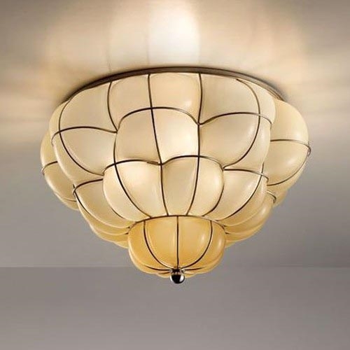 SIRU - Kattovalo POUFF 3xE27/60W/230V kiiltävä kromi/beige Venetsialaista lasia