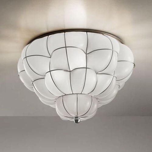 SIRU - Kattovalo POUFF 3xE27/60W/230V kiiltävä kromi/valkoinen Venetsialaista lasia