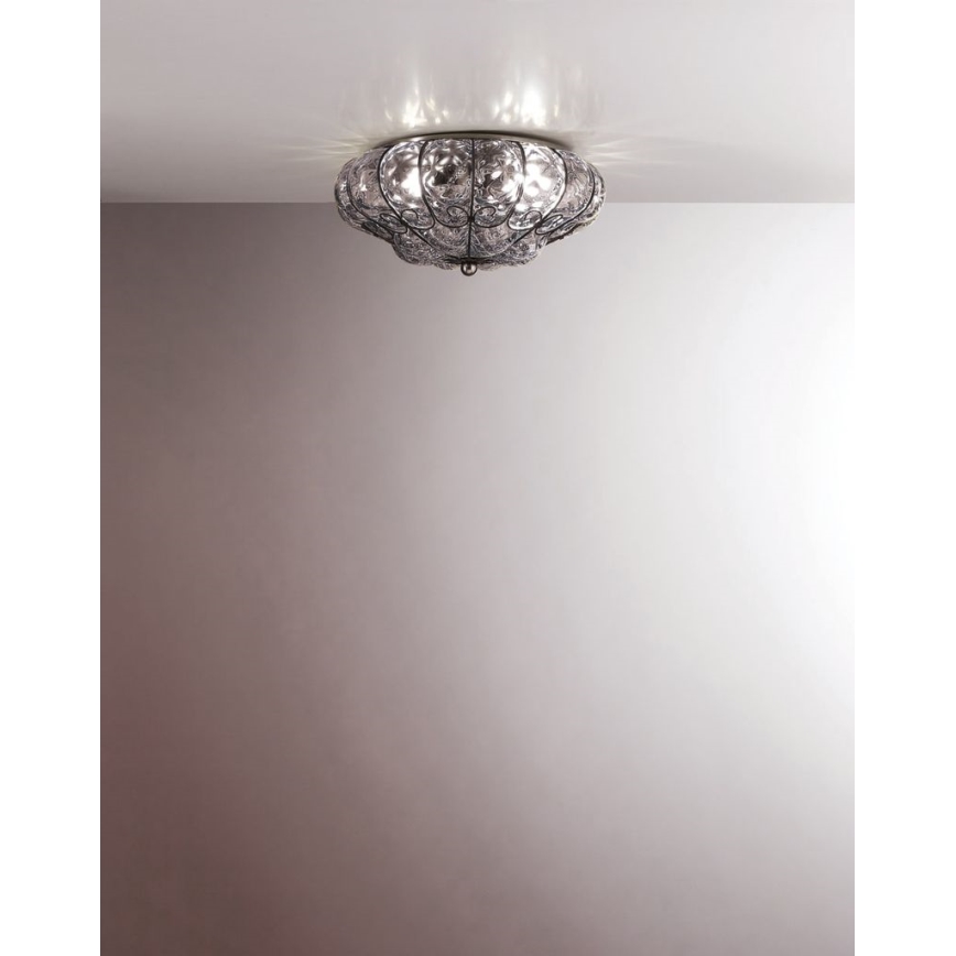 SIRU - Kattovalo SOLE 3xE14/40W/230V halkaisija 31 cm läpinäkyvä/mattakromi Venetsialaista lasia