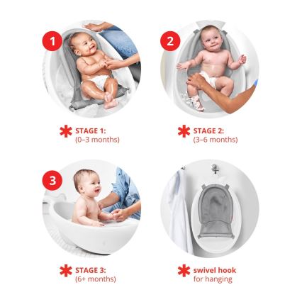 Skip Hop - Lasten kylpyamme ergonomisella MOBY 3 -alustalla valkoinen