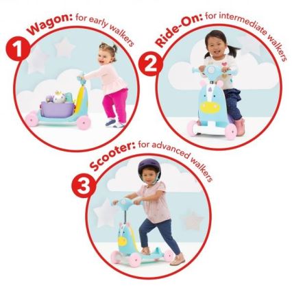 Skip Hop - Työntöpyörä 3in1 ZOO yksisarvinen 3xAAA
