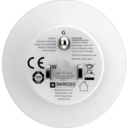 SKROSS - Matka-adapteri USA 15A