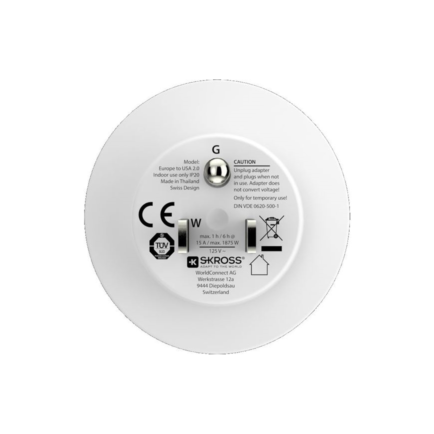 SKROSS - Matka-adapteri USA 15A
