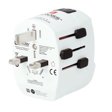 Matka-adapteri PRO Light USB AC45PD - World, UK+USA+AUS/CN USB A+C 45W