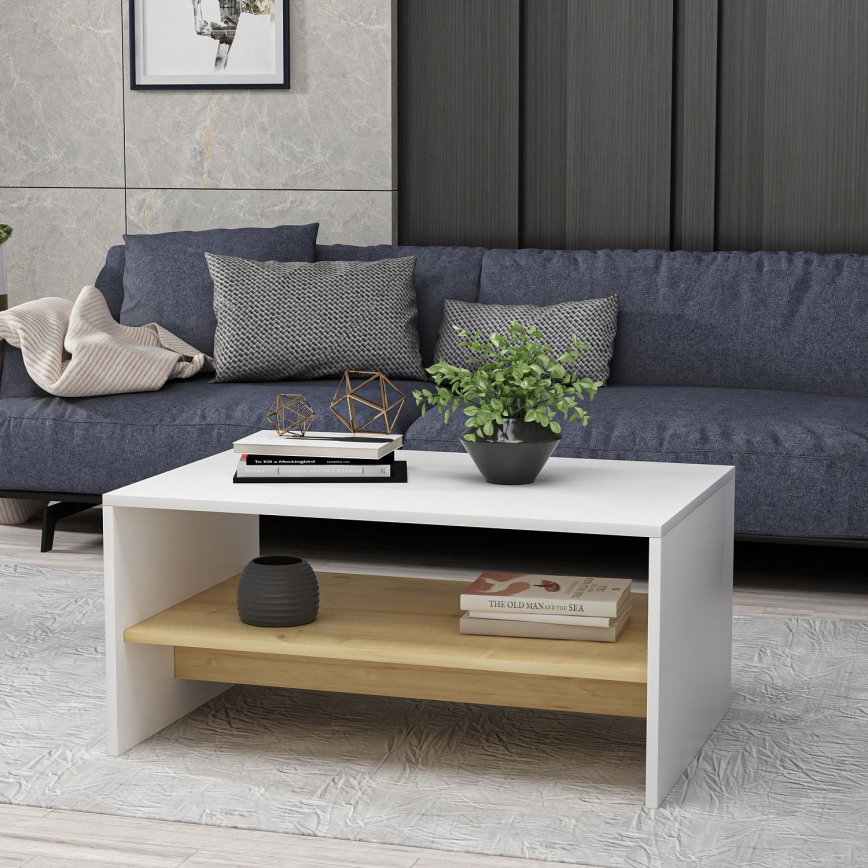 Sohvapöytä APOLLON 47x90 cm beige/valkoinen