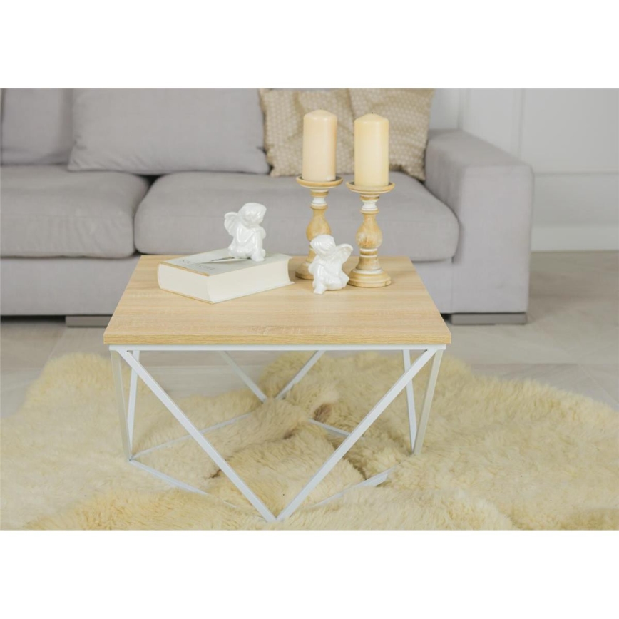 Sohvapöytä CURVED 60x60 cm valkoinen/beige