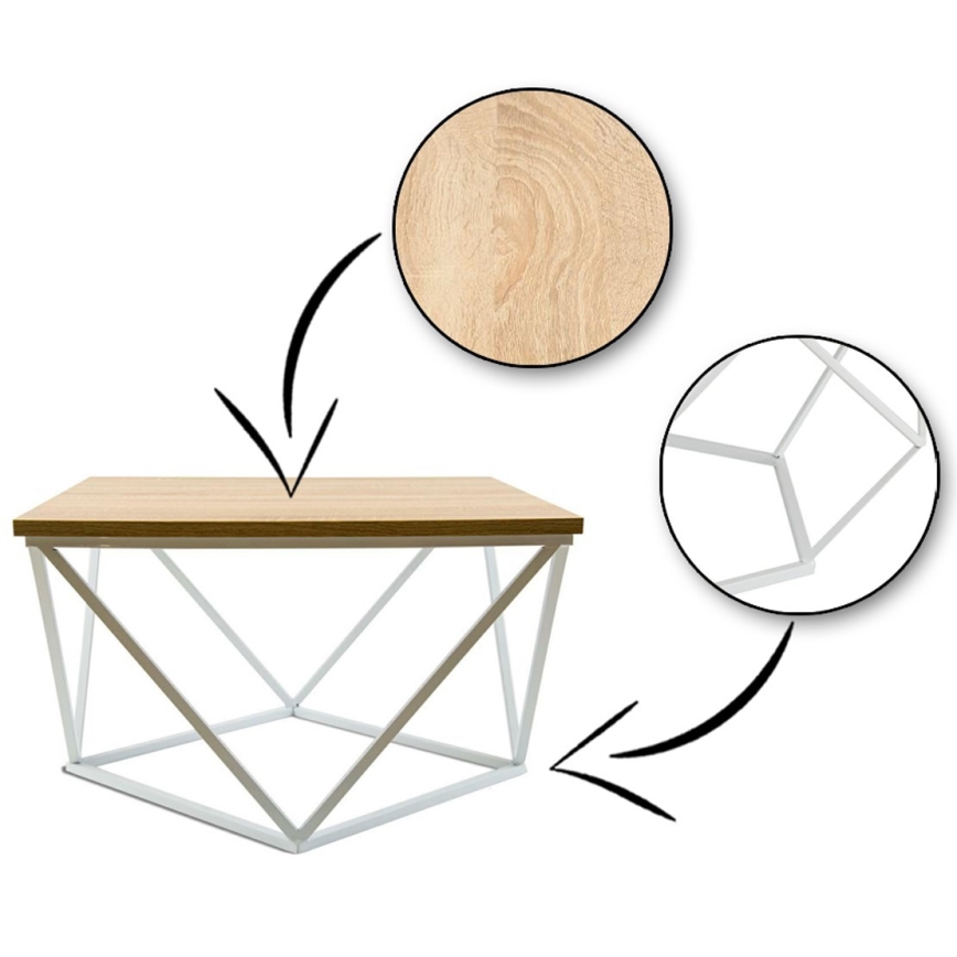 Sohvapöytä CURVED 60x60 cm valkoinen/beige