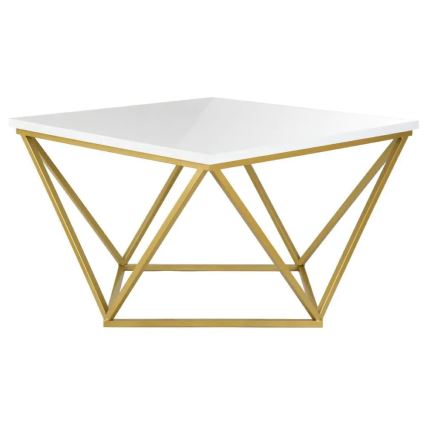 Sohvapöytä CURVED 62x62 cm messinki/valkoinen