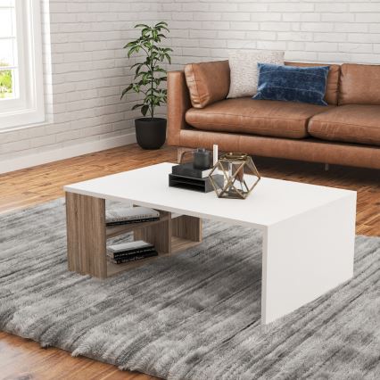Sohvapöytä DEFNE 34x90 cm valkoinen/ruskea