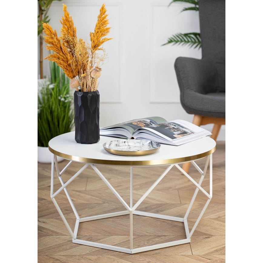Sohvapöytä DIAMOND 40x70 cm kulta/valkoinen