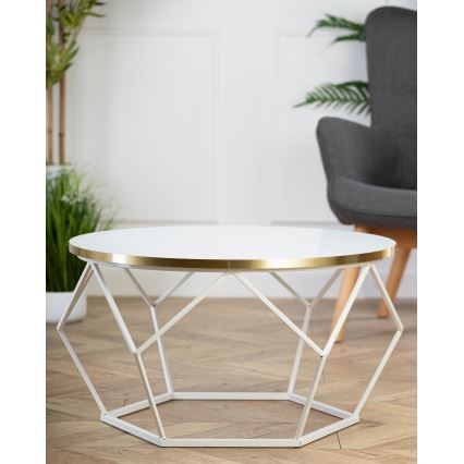 Sohvapöytä DIAMOND 40x70 cm kulta/valkoinen