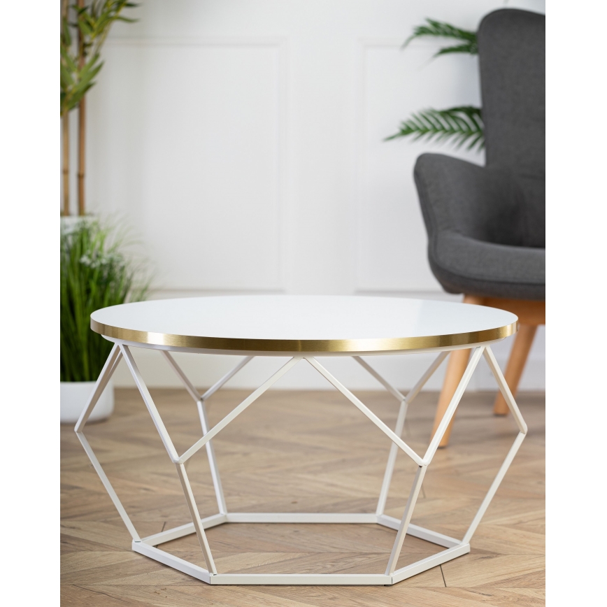 Sohvapöytä DIAMOND 40x70 cm kulta/valkoinen
