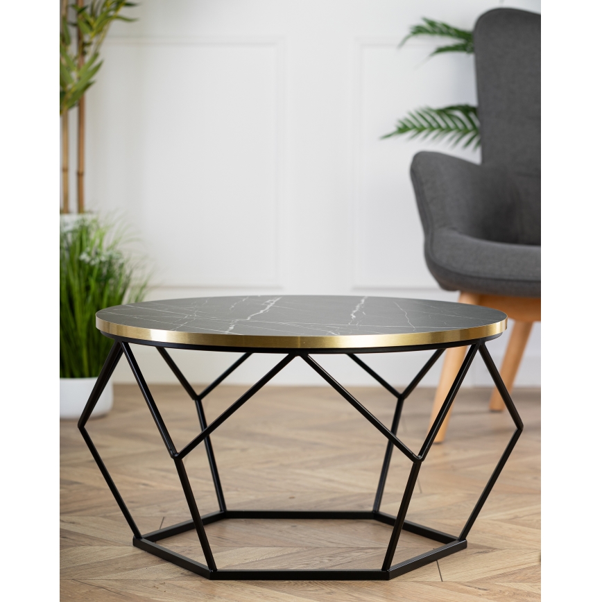 Sohvapöytä DIAMOND 40x70 cm musta/kulta