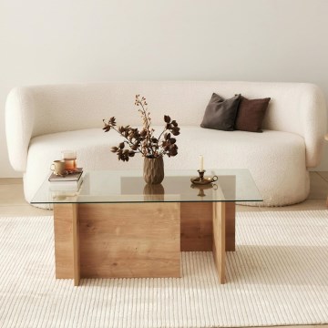 Sohvapöytä ESCAPE 40x105 cm ruskea/läpinäkyvä