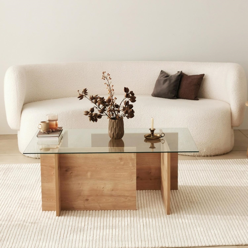 Sohvapöytä ESCAPE 40x105 cm ruskea/läpinäkyvä