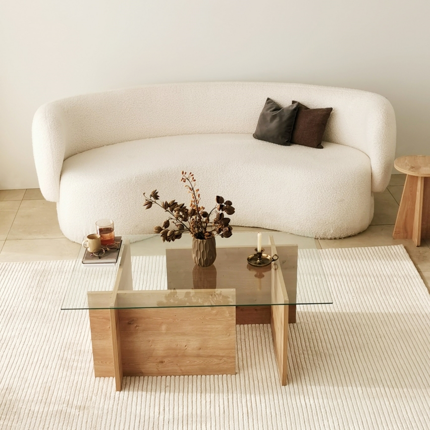 Sohvapöytä ESCAPE 40x105 cm ruskea/läpinäkyvä