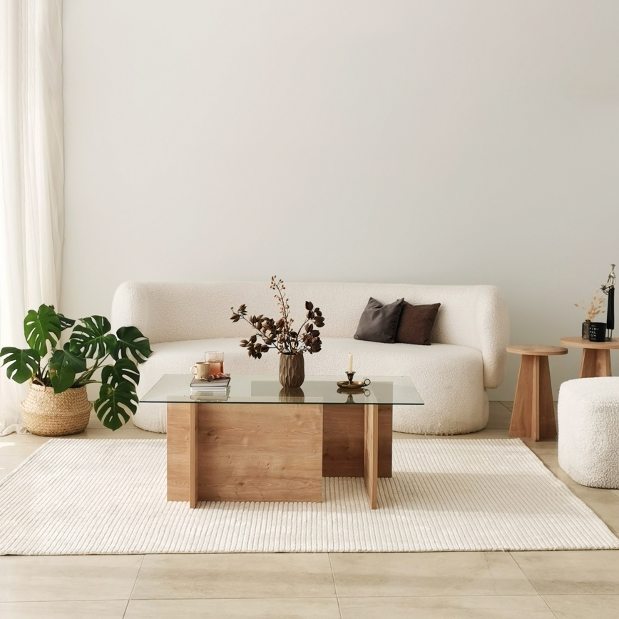 Sohvapöytä ESCAPE 40x105 cm ruskea/läpinäkyvä