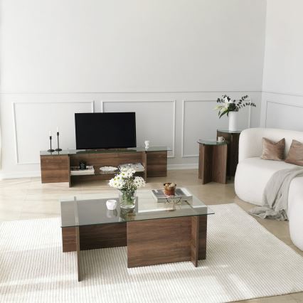Sohvapöytä ESCAPE 40x105 cm ruskea/läpinäkyvä