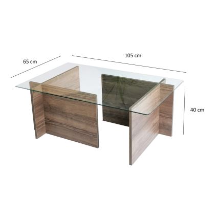 Sohvapöytä ESCAPE 40x105 cm ruskea/läpinäkyvä