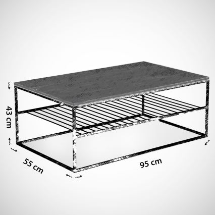 Sohvapöytä ETNA 43x95 cm harmaa/musta