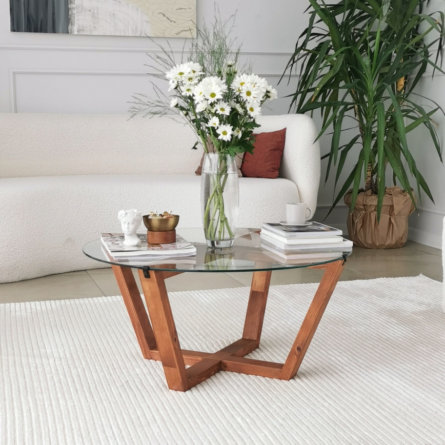 Sohvapöytä LOTUS 35x75 cm ruskea/läpinäkyvä