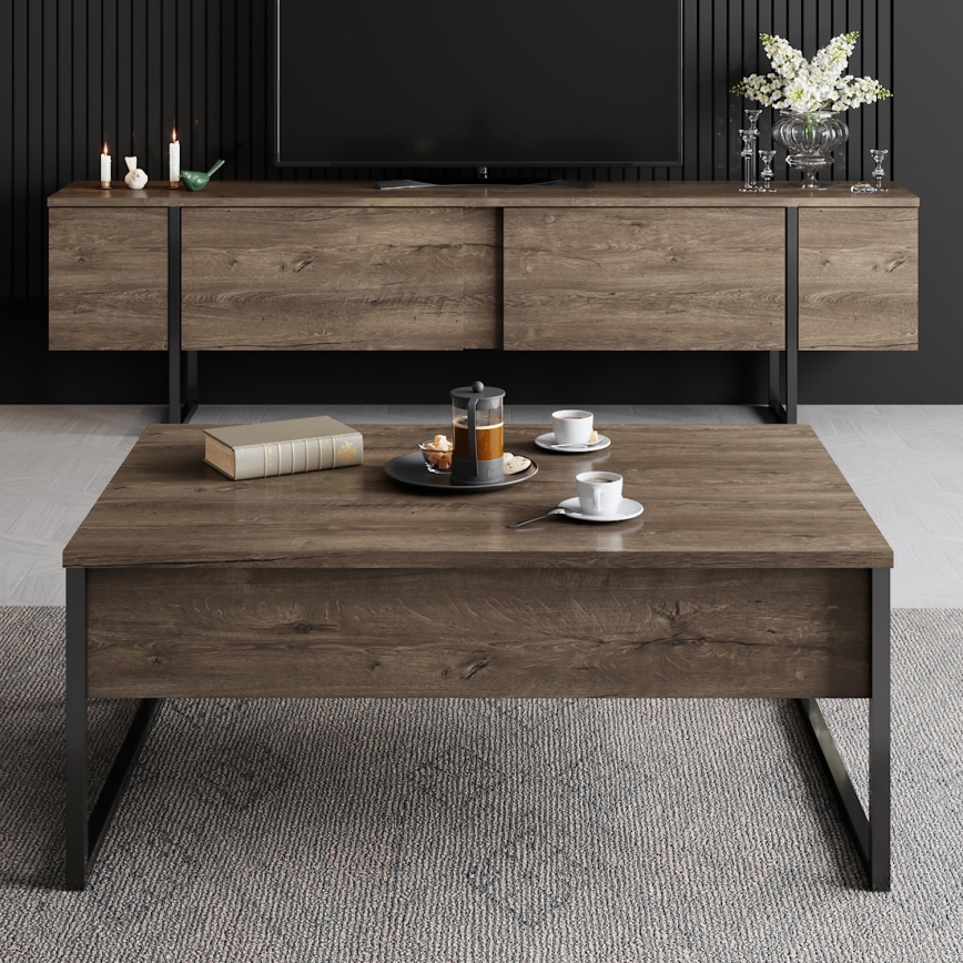 Sohvapöytä LUXE 40x90 cm saksanpähkinä/musta