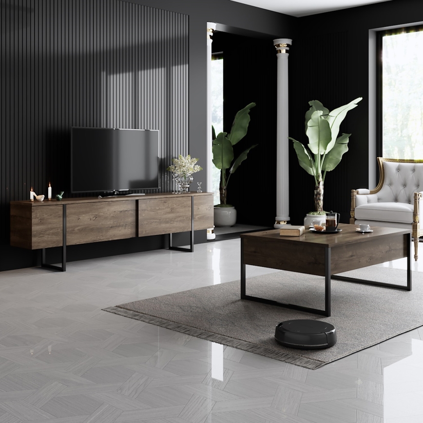 Sohvapöytä LUXE 40x90 cm saksanpähkinä/musta