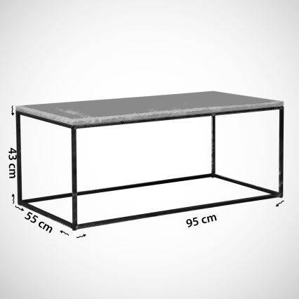 Sohvapöytä MARMO 43x95 cm musta/valkoinen