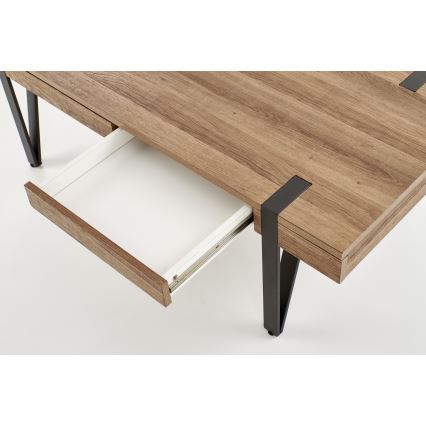 Sohvapöytä TULUZA 41x120 cm kultainen saksanpähkinä/musta