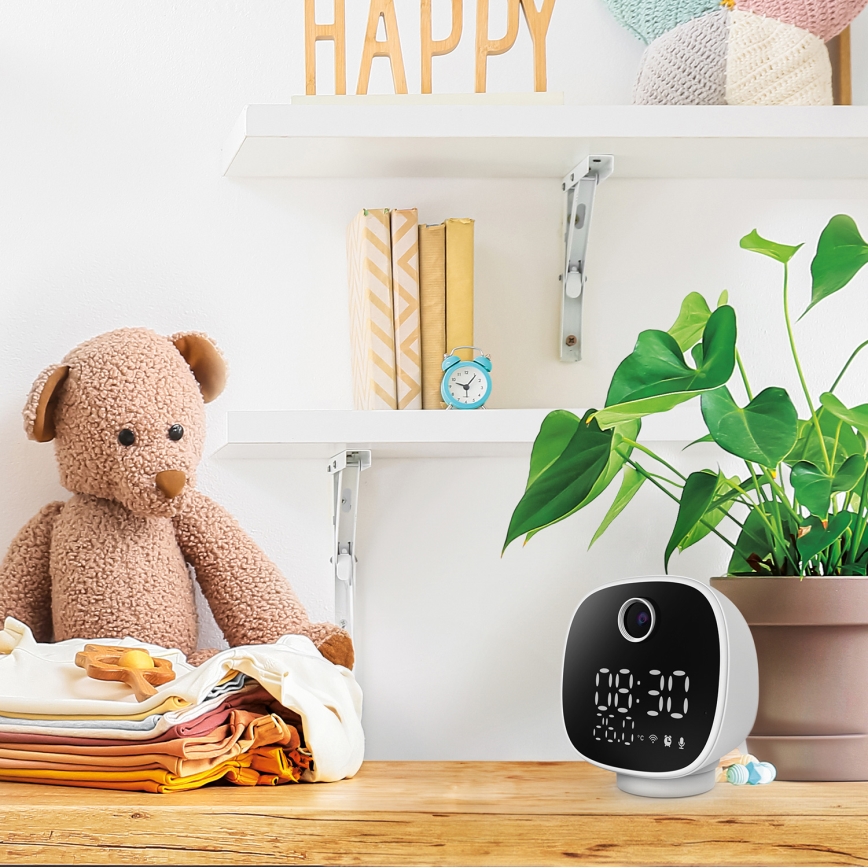 Älykamera herätyskellolla, lämpömittarilla ja LED-valolla 1296p 3Mpx 5V Wi-Fi Tuya IP65