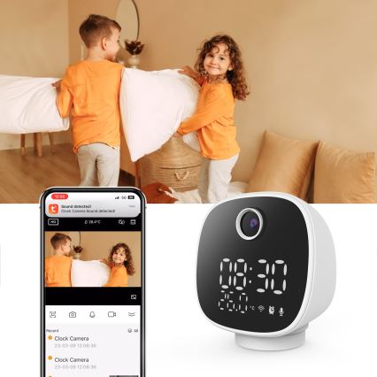 Älykamera herätyskellolla, lämpömittarilla ja LED-valolla 1296p 3Mpx 5V Wi-Fi Tuya IP65